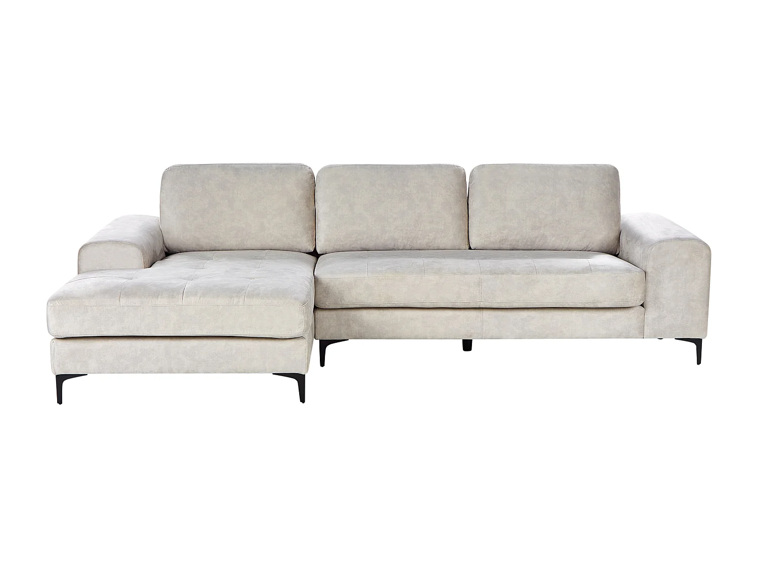 Ecksofa KIRUNA Samtstoff Hellbeige 4-Sitzer rechtsseitig