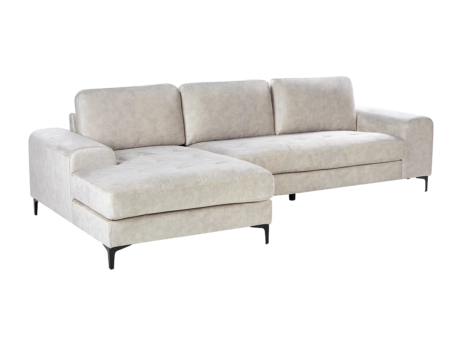 Ecksofa KIRUNA Samtstoff Hellbeige 4-Sitzer rechtsseitig