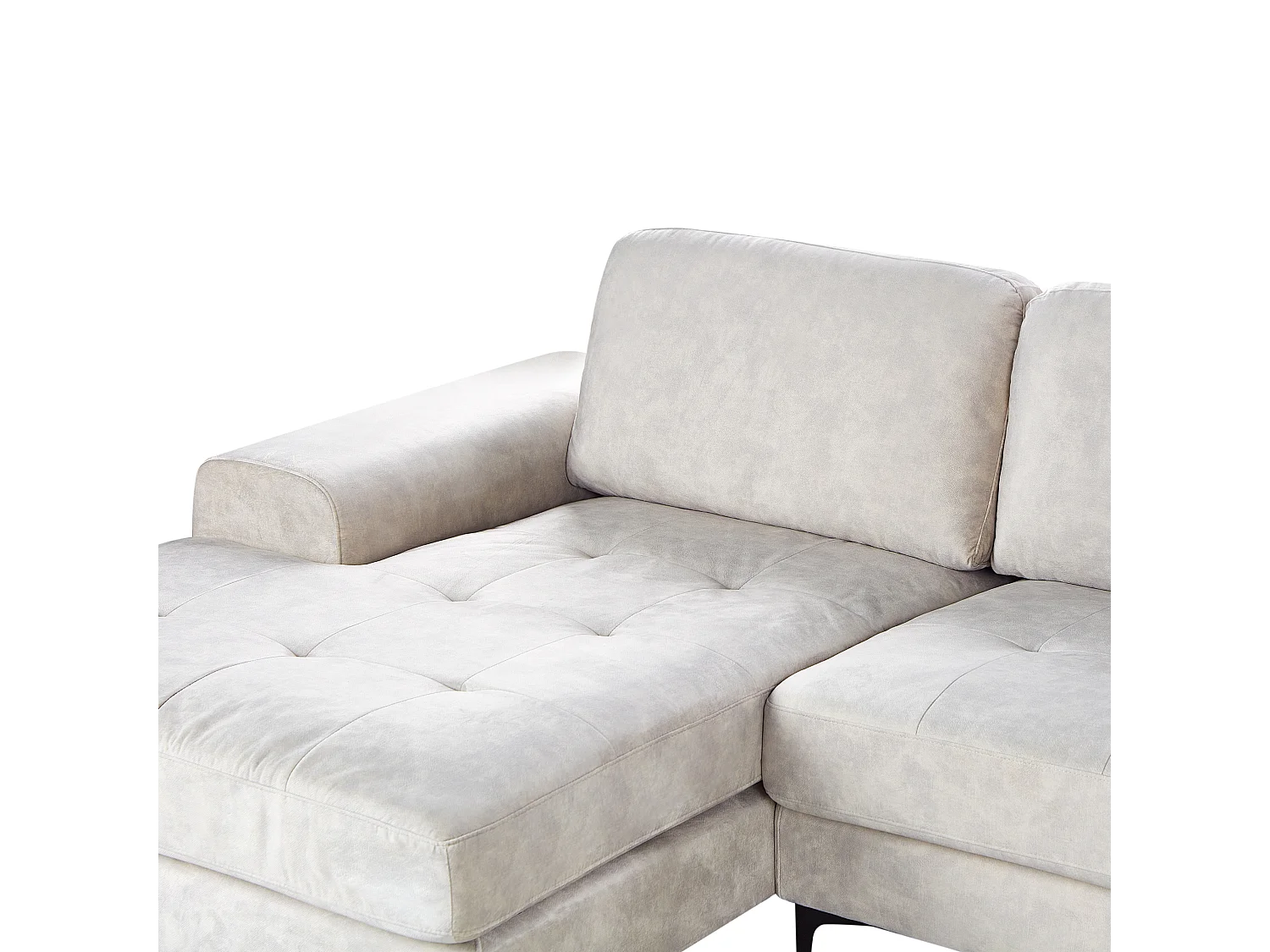 Ecksofa KIRUNA Samtstoff Hellbeige 4-Sitzer rechtsseitig