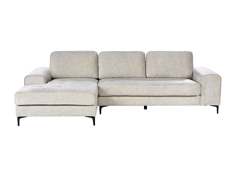 Canapé d'Angle Droit Moderne Pieds en Métal Forme de L Velours Beige Clair Kiruna