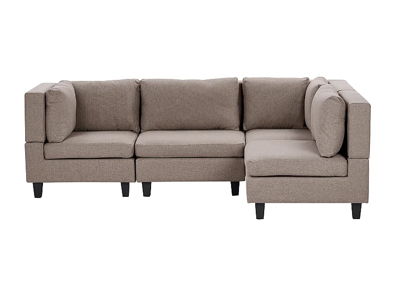 Canapé d'Angle Moderne Modulaire 4 Places Côté droite Pieds Noirs et Tissu Rembourré Marron Unstad