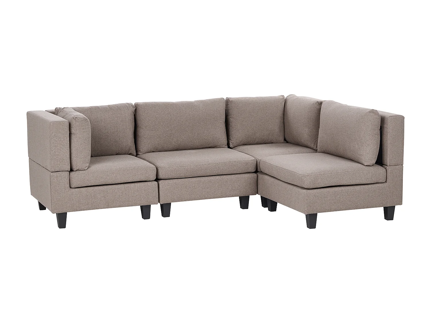 Canapé d'Angle Moderne Modulaire 4 Places Côté droite Pieds Noirs et Tissu Rembourré Marron Unstad