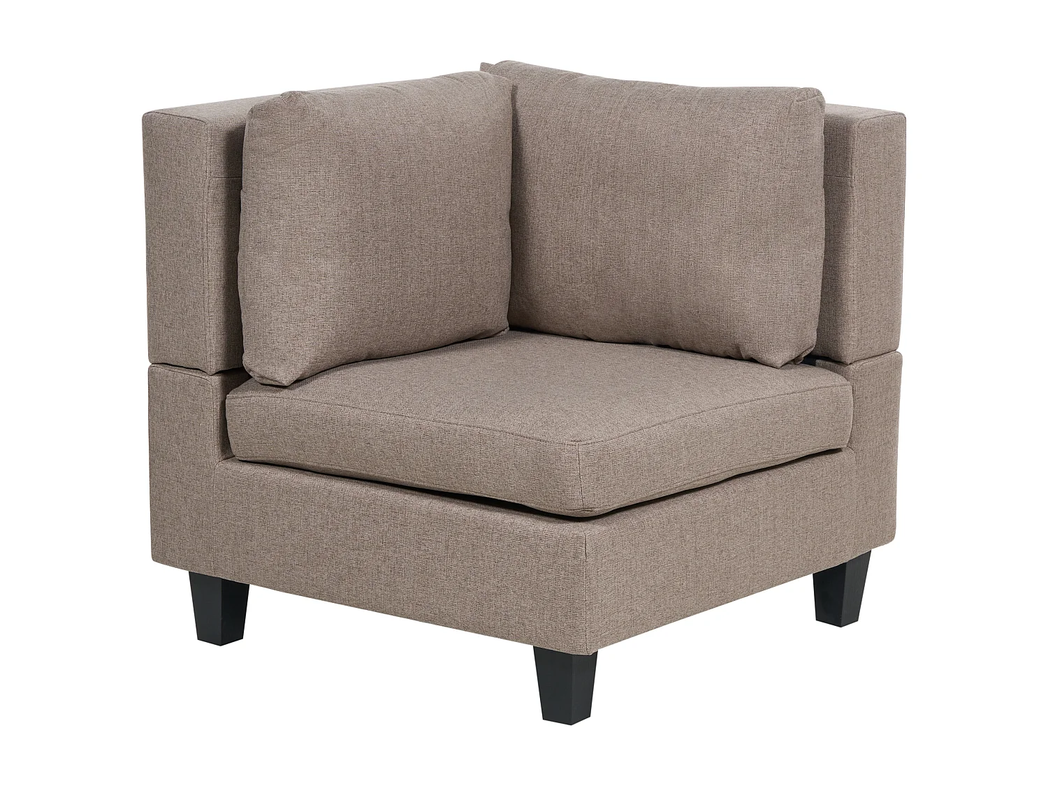 Canapé d'Angle Moderne Modulaire 4 Places Côté droite Pieds Noirs et Tissu Rembourré Marron Unstad