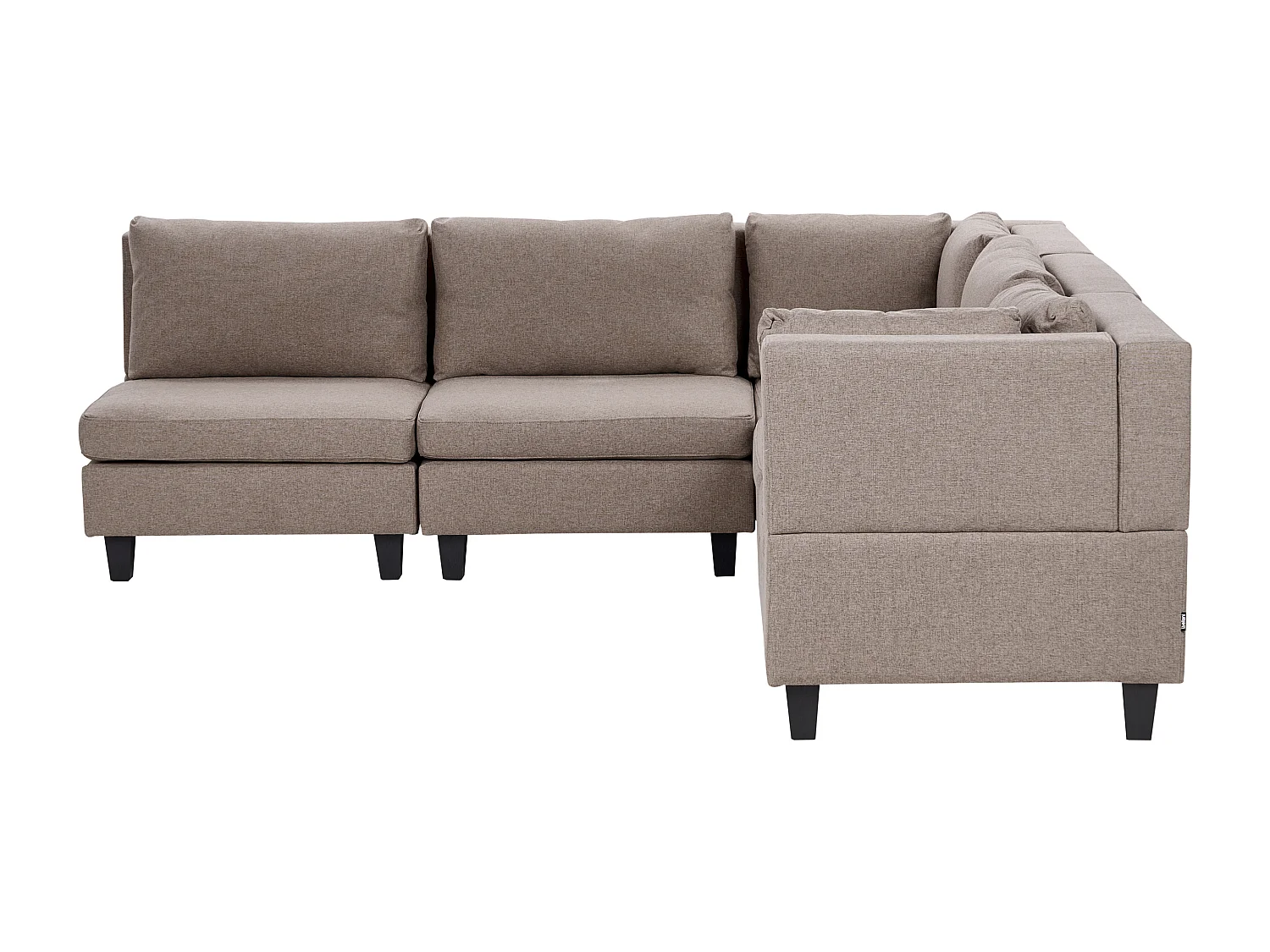 Canapé d'Angle Moderne Modulaire 5 Places Côté Gauche Pieds Noirs et Tissu Rembourré Marron Unstad