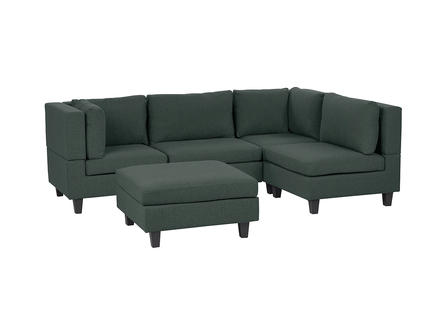 Canapé d'Angle Moderne Modulaire 4 Places Côté droite avec Ottoman Tissu Rembourré Vert Foncé Unstad
