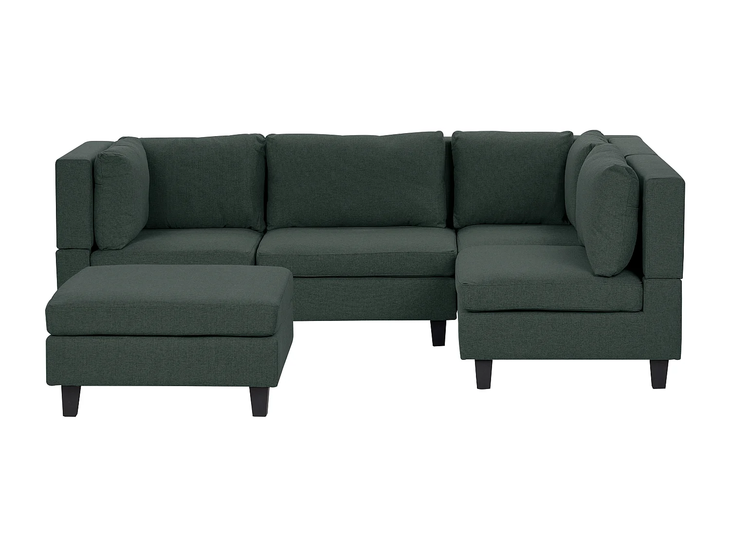 Canapé d'angle modulable UNSTAD Tissu Vert foncé avec ottoman 4 places Côté gauche