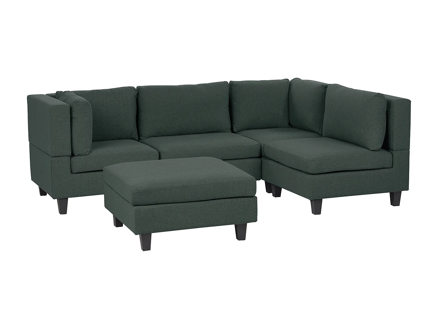 Canapé d'angle modulable UNSTAD Tissu Vert foncé avec ottoman 4 places Côté gauche