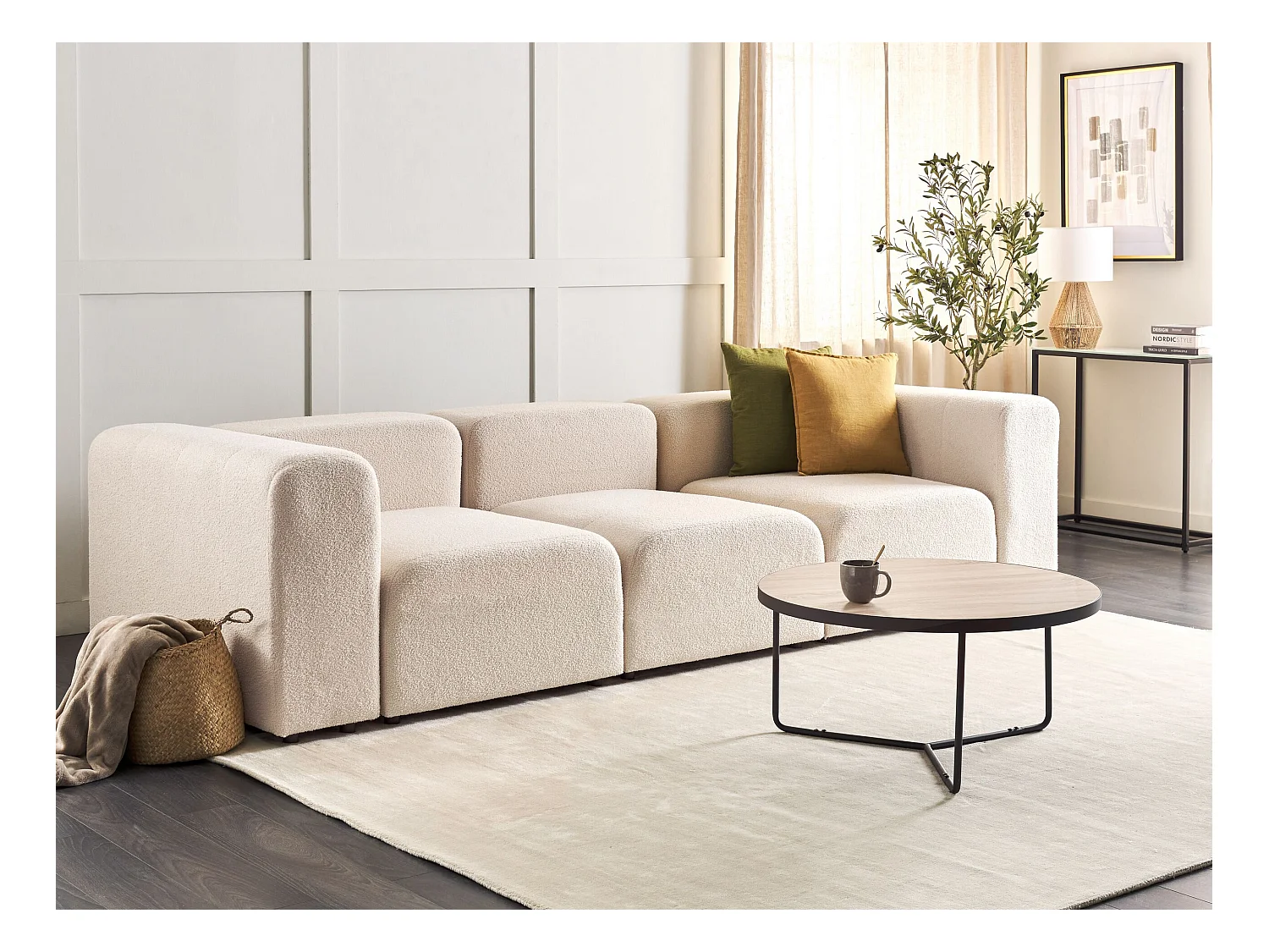 Canapé modulable 3 places FALSTERBO Bouclé Beige clair