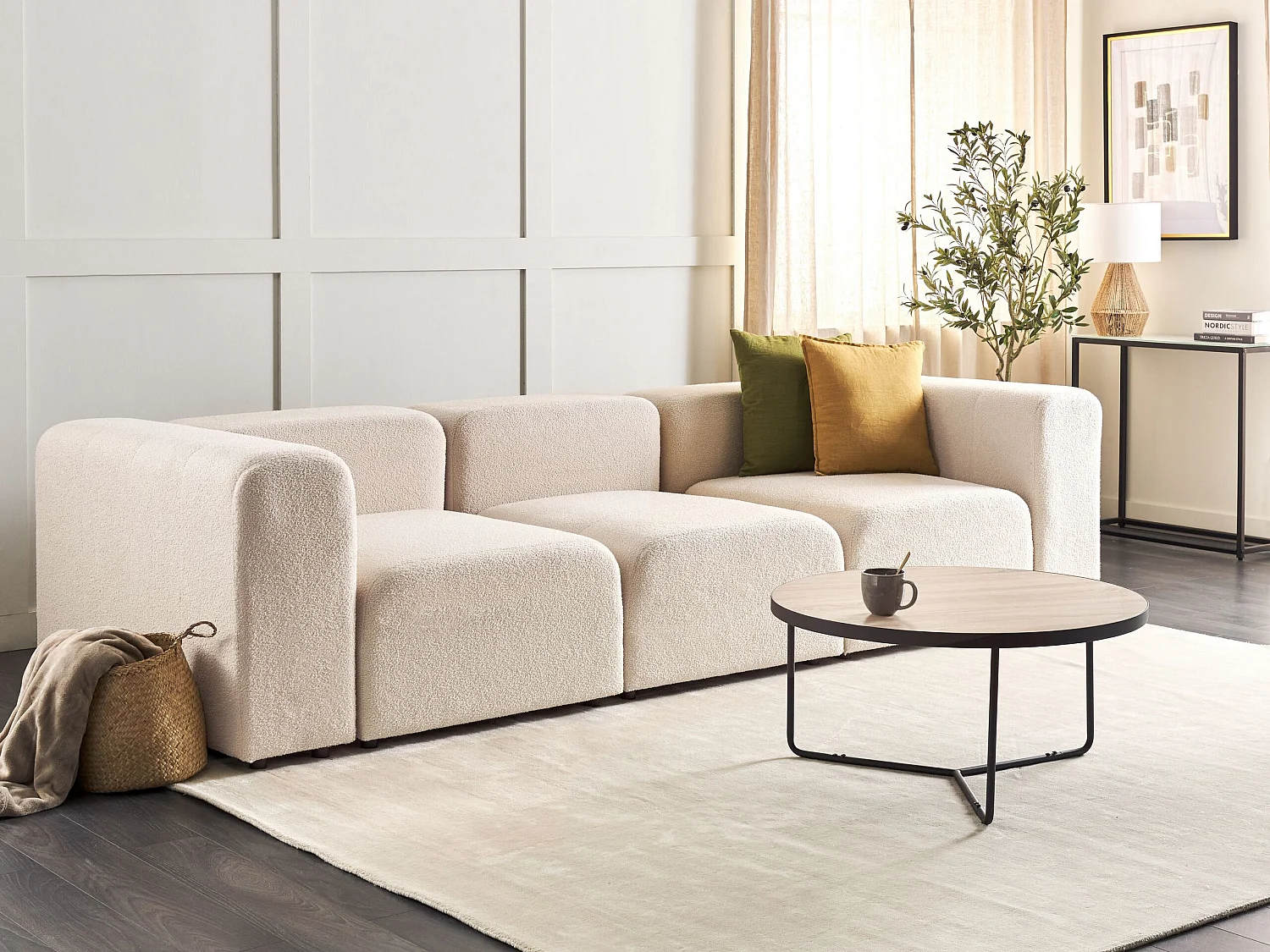 Canapé modulable 3 places FALSTERBO Bouclé Beige clair