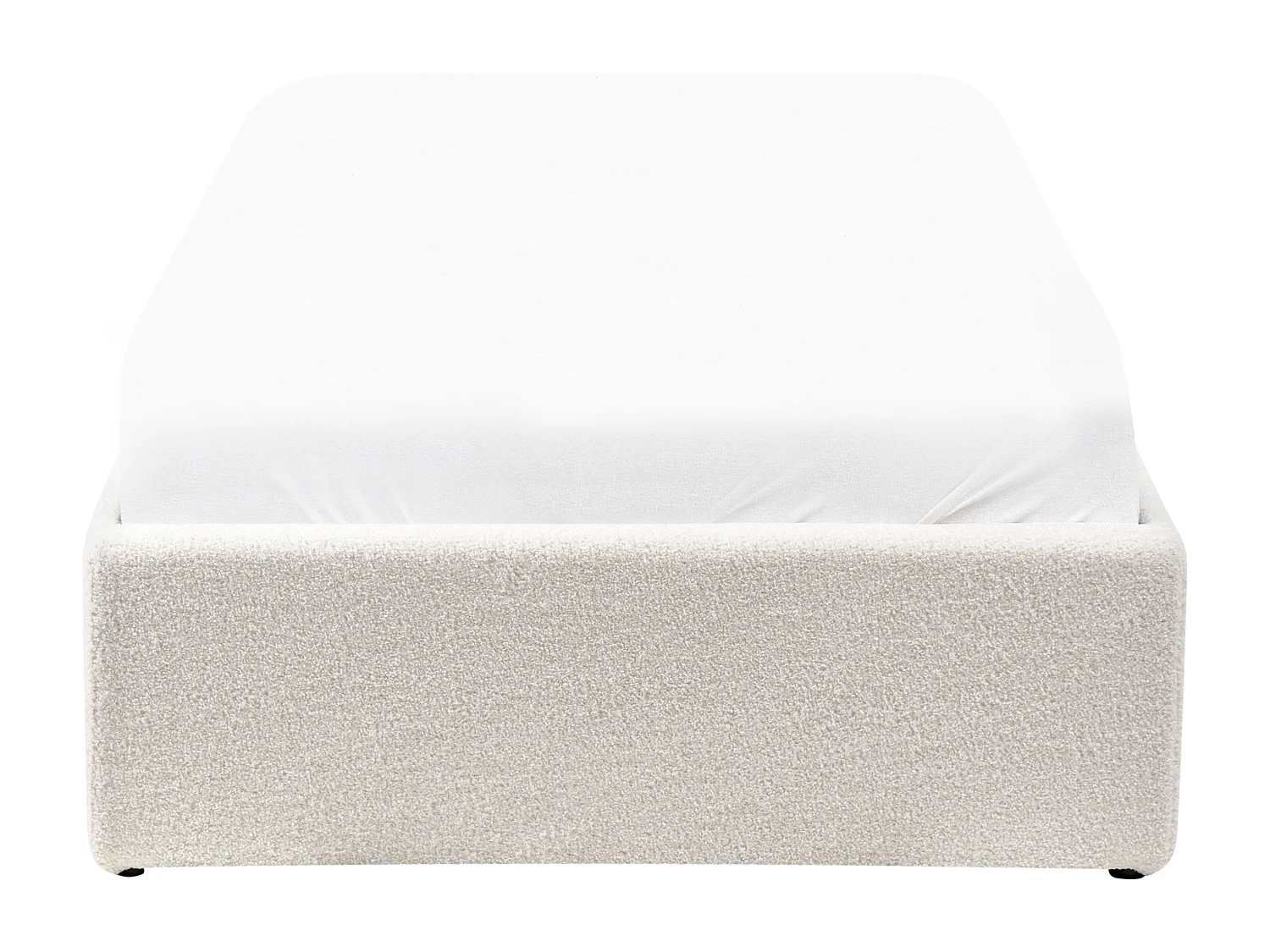 Lit ottoman sans tête de lit Bouclé DINAN 90 x 200 cm Blanc cassé