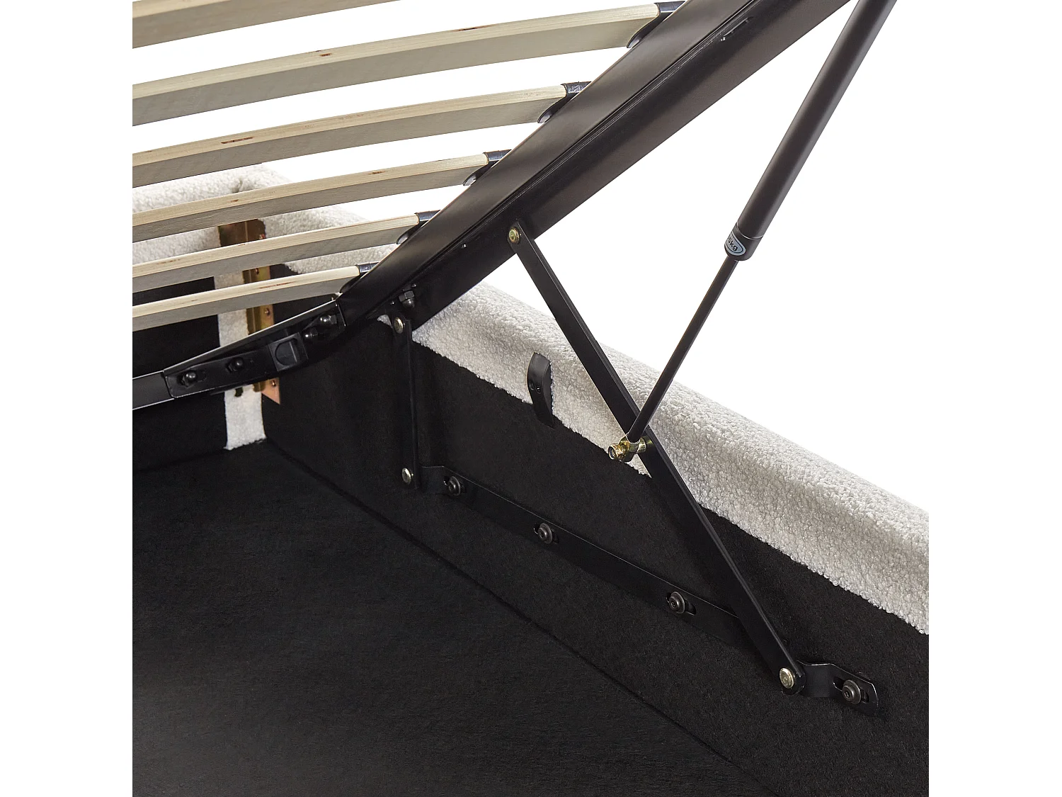 Lit ottoman sans tête de lit Bouclé DINAN 90 x 200 cm Blanc cassé