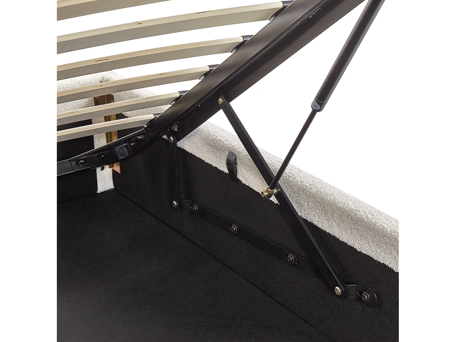 Lit ottoman sans tête de lit Bouclé DINAN 90 x 200 cm Blanc cassé