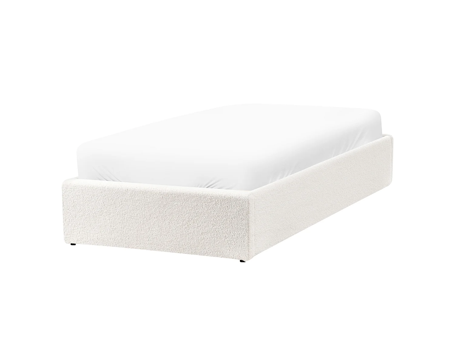 Ottoman Bed without Headboard DINAN Boucle Off-White 90 x 200 cm (EU Single)