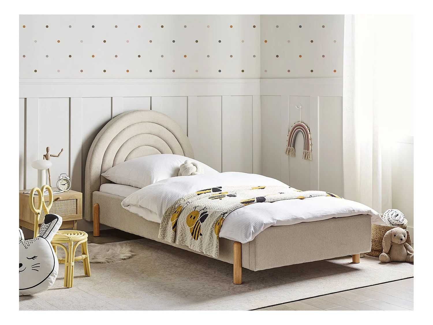 Łóżko 90 x 200 cm beżowe ANET