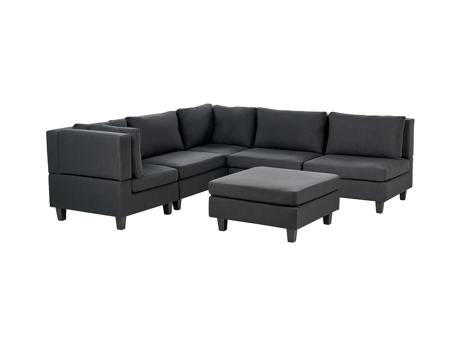 Narożnik modułowy UNSTAD Czarny z otomaną dla 5 osób Prawostronny
