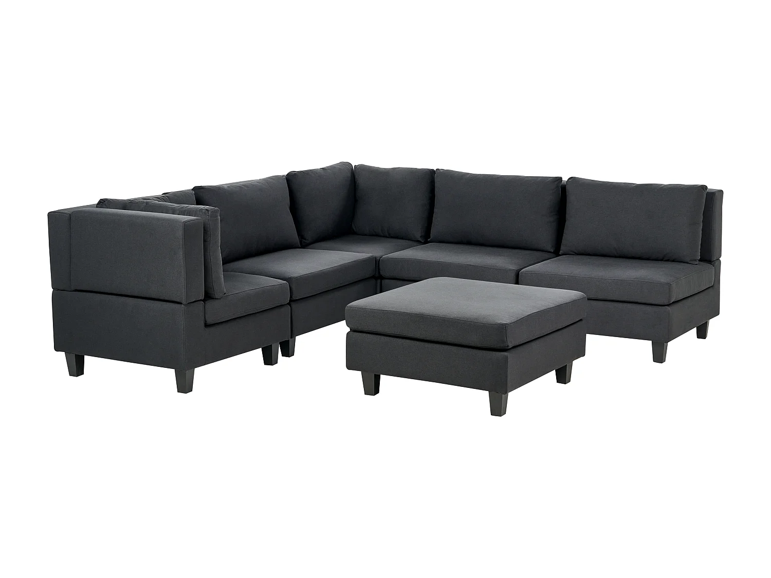 Modul Ecksofa UNSTAD Stoff Schwarz mit Ottomane 5-Sitzer rechtsseitig