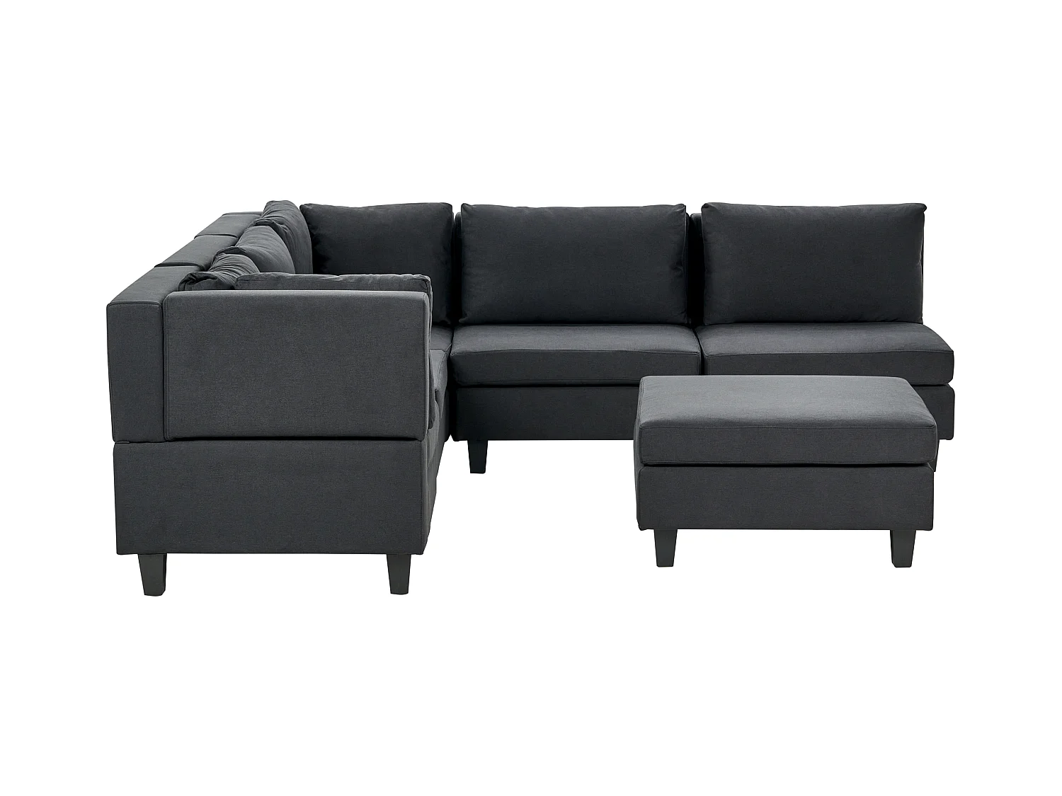 Modul Ecksofa UNSTAD Stoff Schwarz mit Ottomane 5-Sitzer rechtsseitig