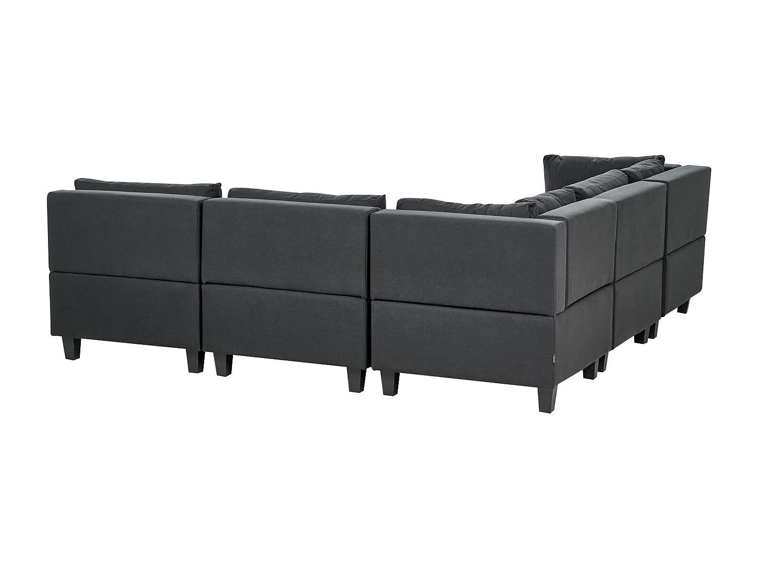 Canapé d'angle modulable 5 places UNSTAD Tissu Noir avec ottoman Côté droit