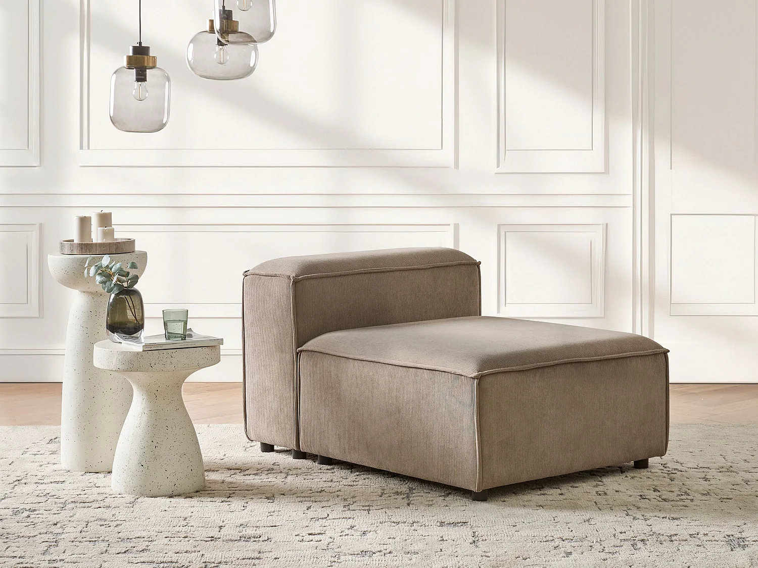 Module fauteuil ARDAL Velours côtelé Marron clair