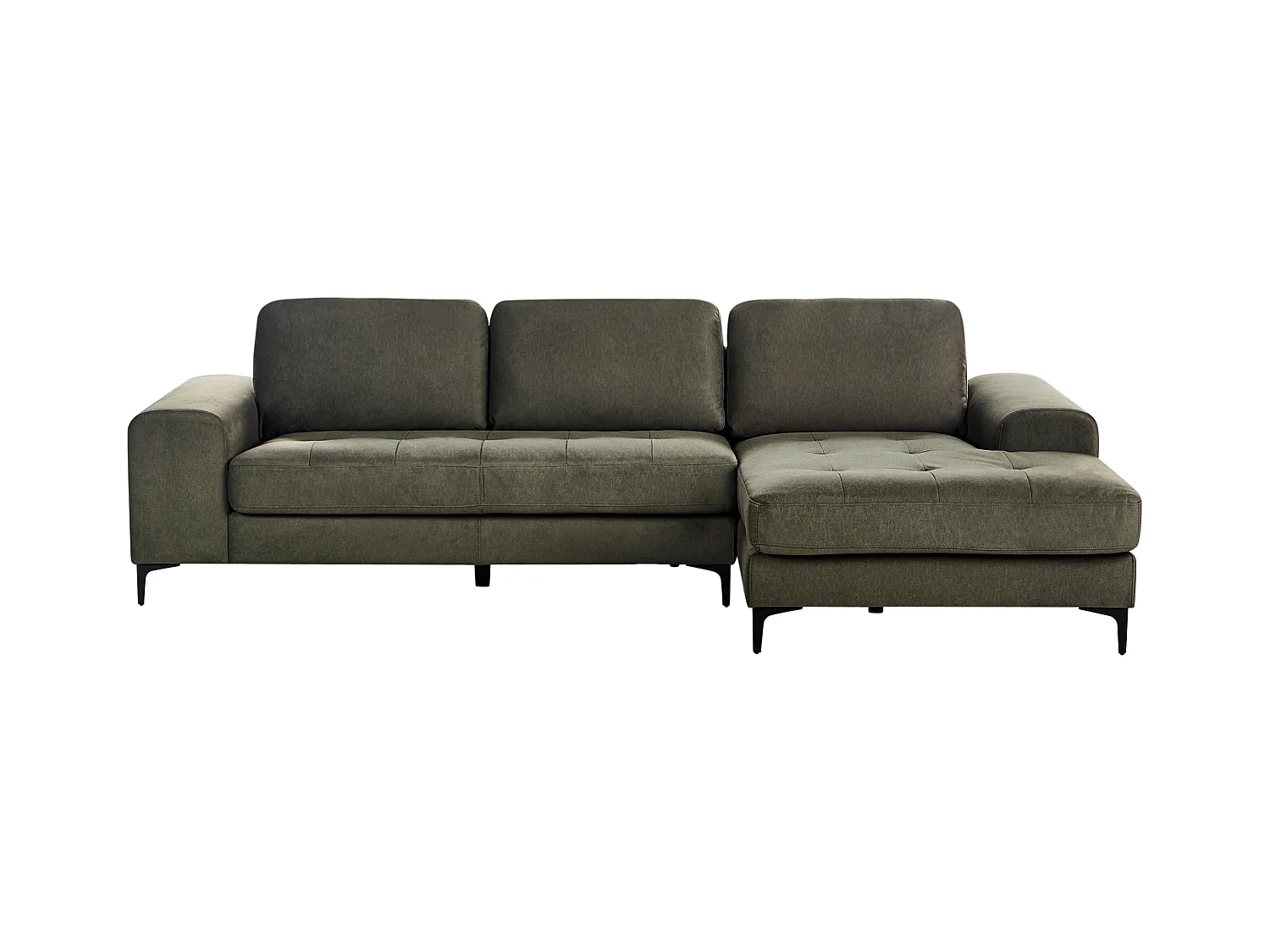 Canapé d'Angle droite Moderne Pieds en Métal Forme de L Velours Vert Foncé Kiruna