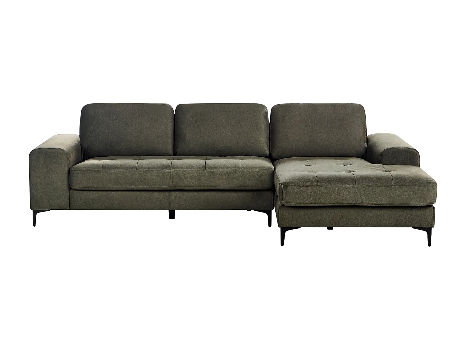 Canapé d'Angle droite Moderne Pieds en Métal Forme de L Velours Vert Foncé Kiruna