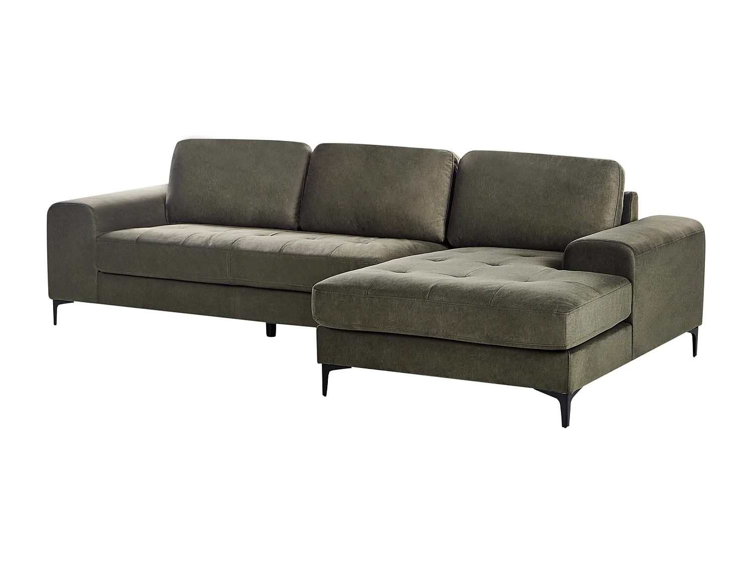 Canapé d'Angle droite Moderne Pieds en Métal Forme de L Velours Vert Foncé Kiruna