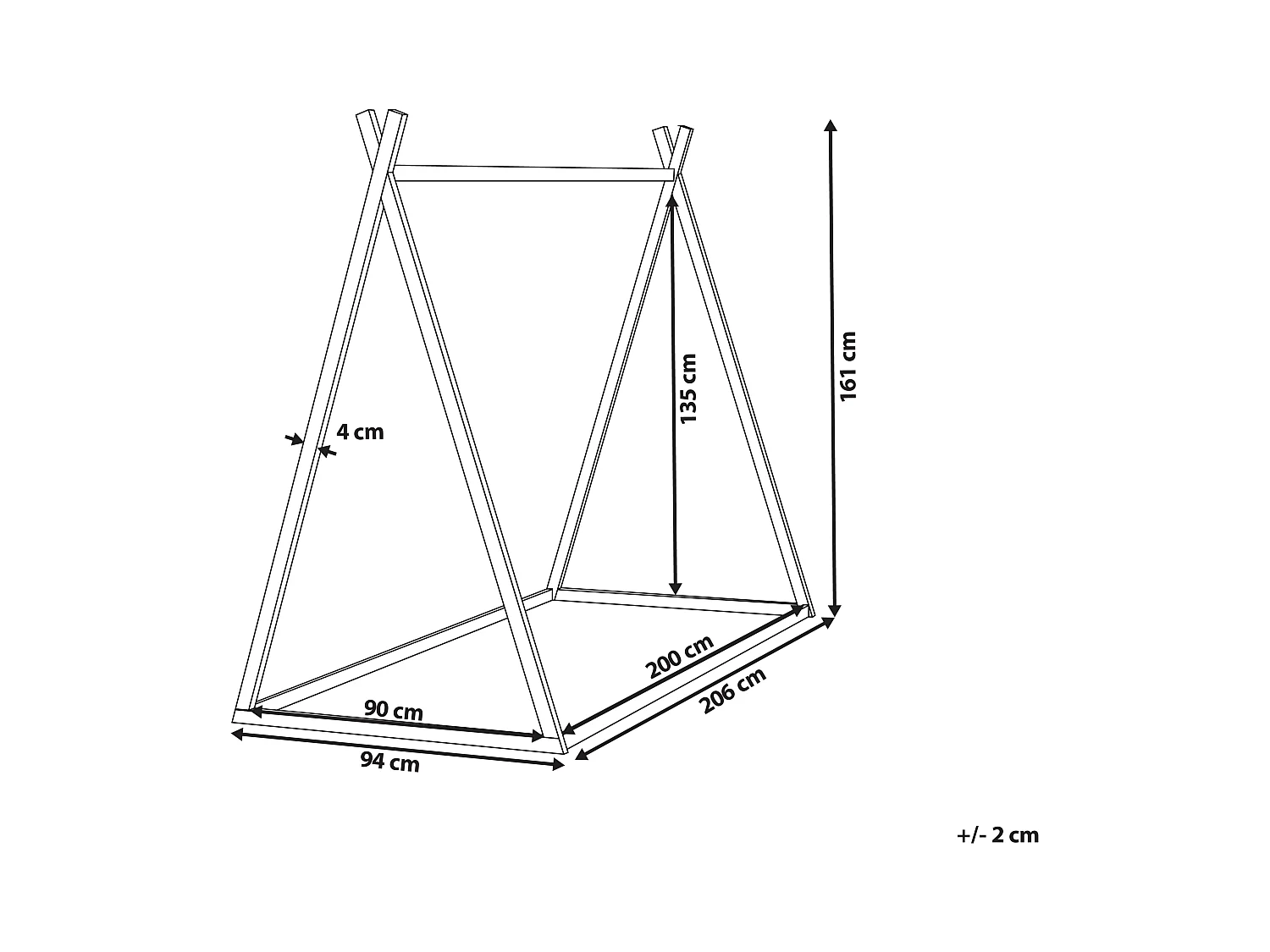 Kinderbett aus Kiefernholz heller Holzfarbton 90 x 200 cm Zeltform modern Saurat