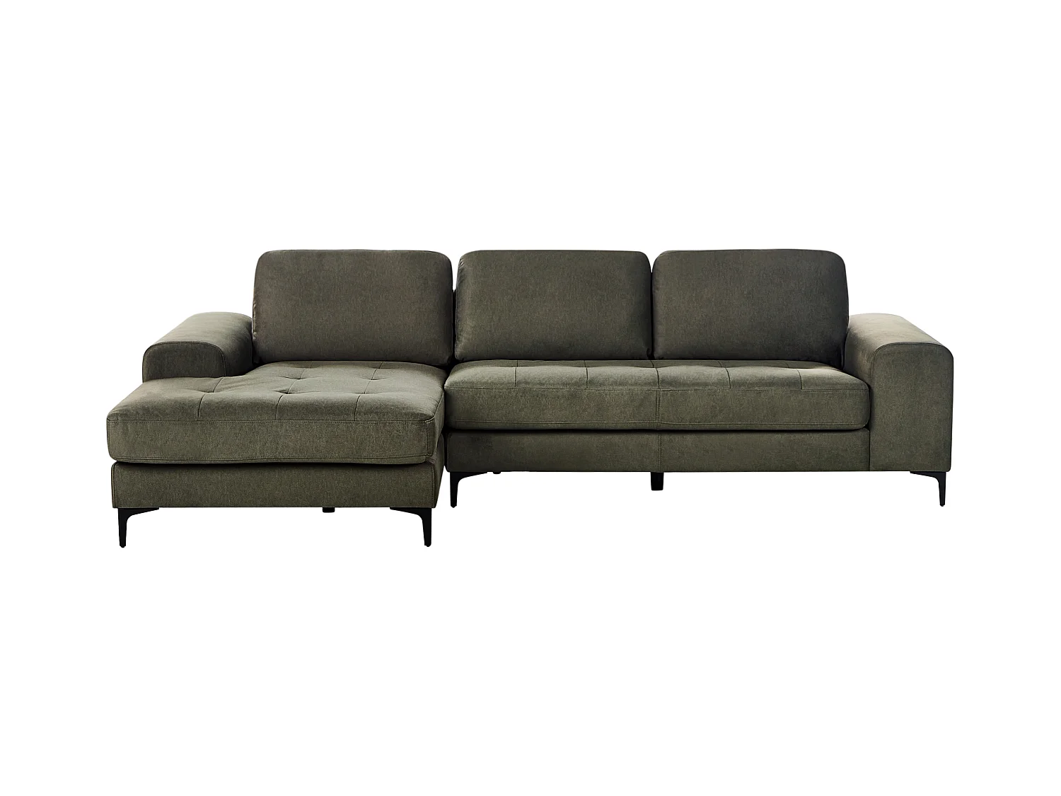 Canapé d'Angle Droit Moderne Pieds en Métal Forme de L Velours Vert Foncé Kiruna