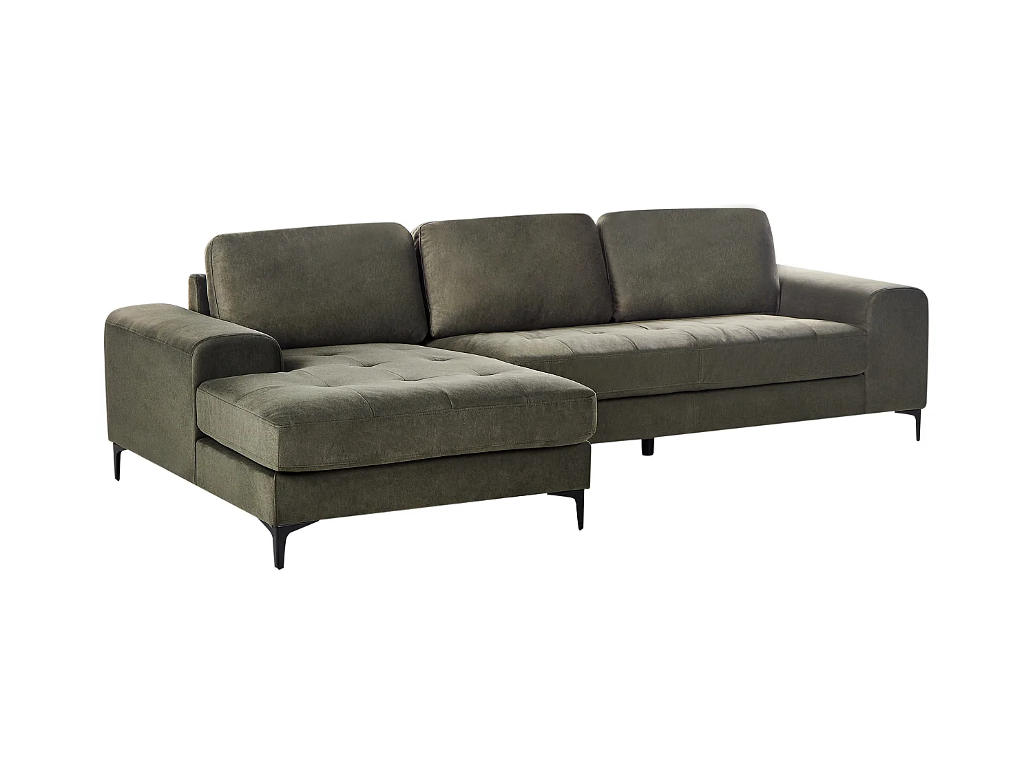 Canapé d'Angle Droit Moderne Pieds en Métal Forme de L Velours Vert Foncé Kiruna