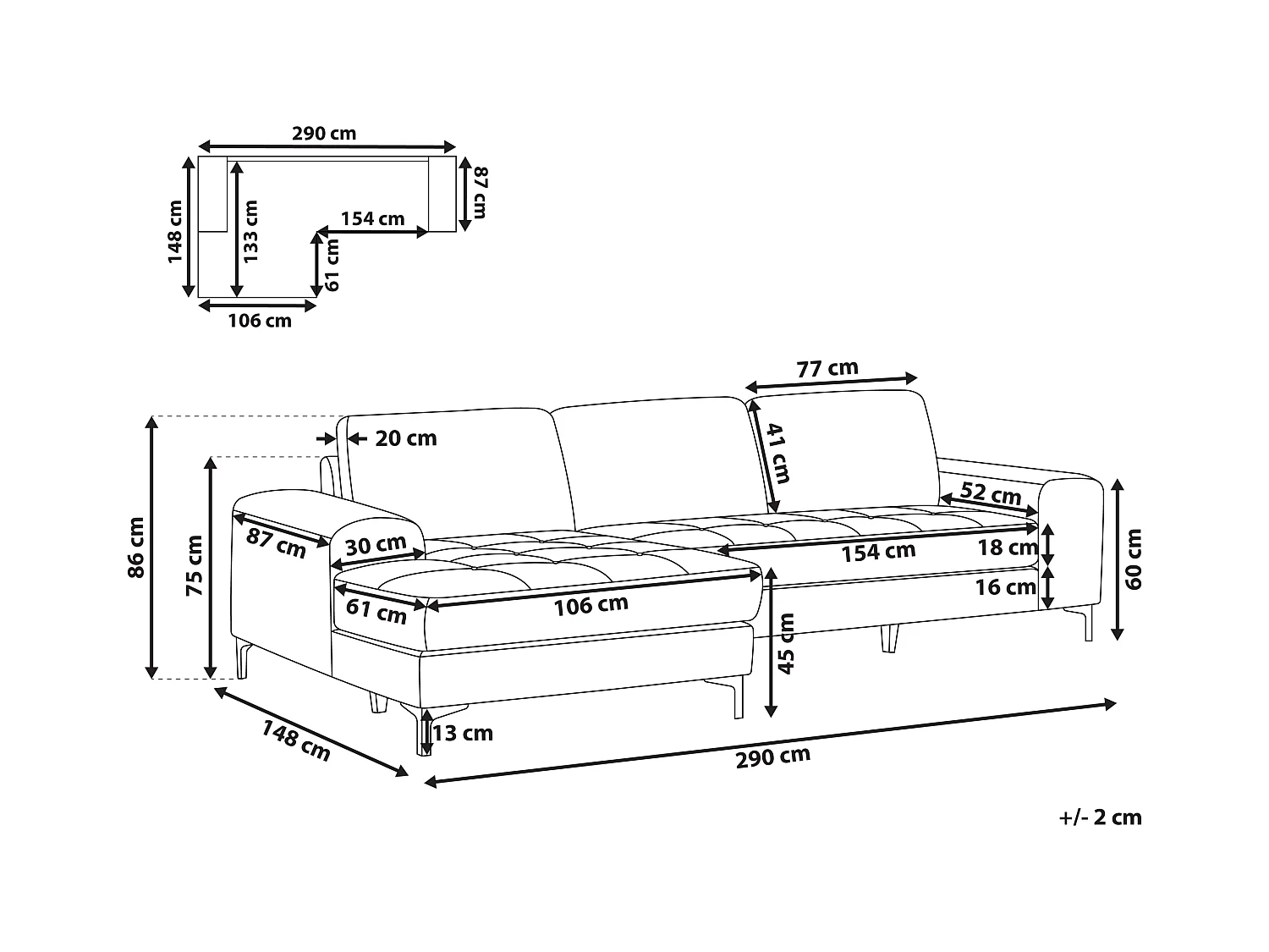 Ecksofa KIRUNA Stoff Dunkelgrün 4-Sitzer rechtsseitig