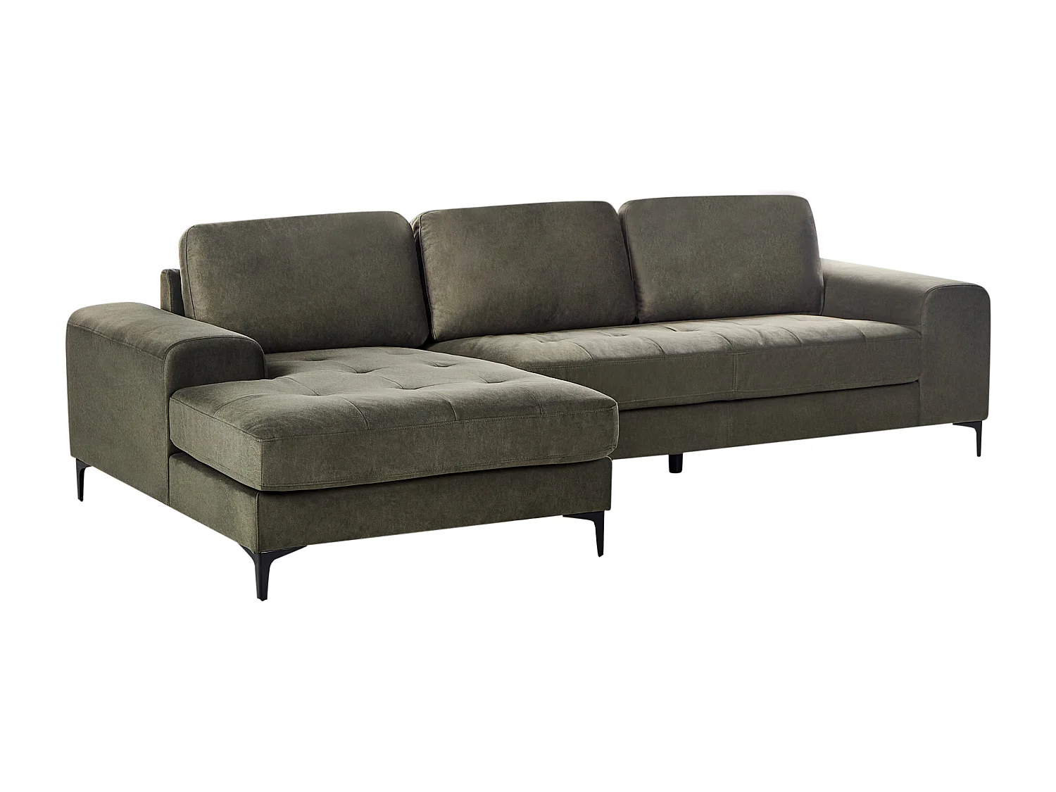 Canapé d'Angle Droit Moderne Pieds en Métal Forme de L Velours Vert Foncé Kiruna