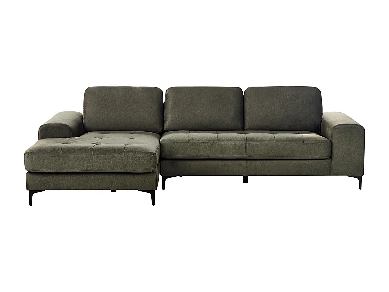 Canapé d\'Angle Droit Moderne Pieds en Métal Forme de L Velours Vert Foncé Kiruna