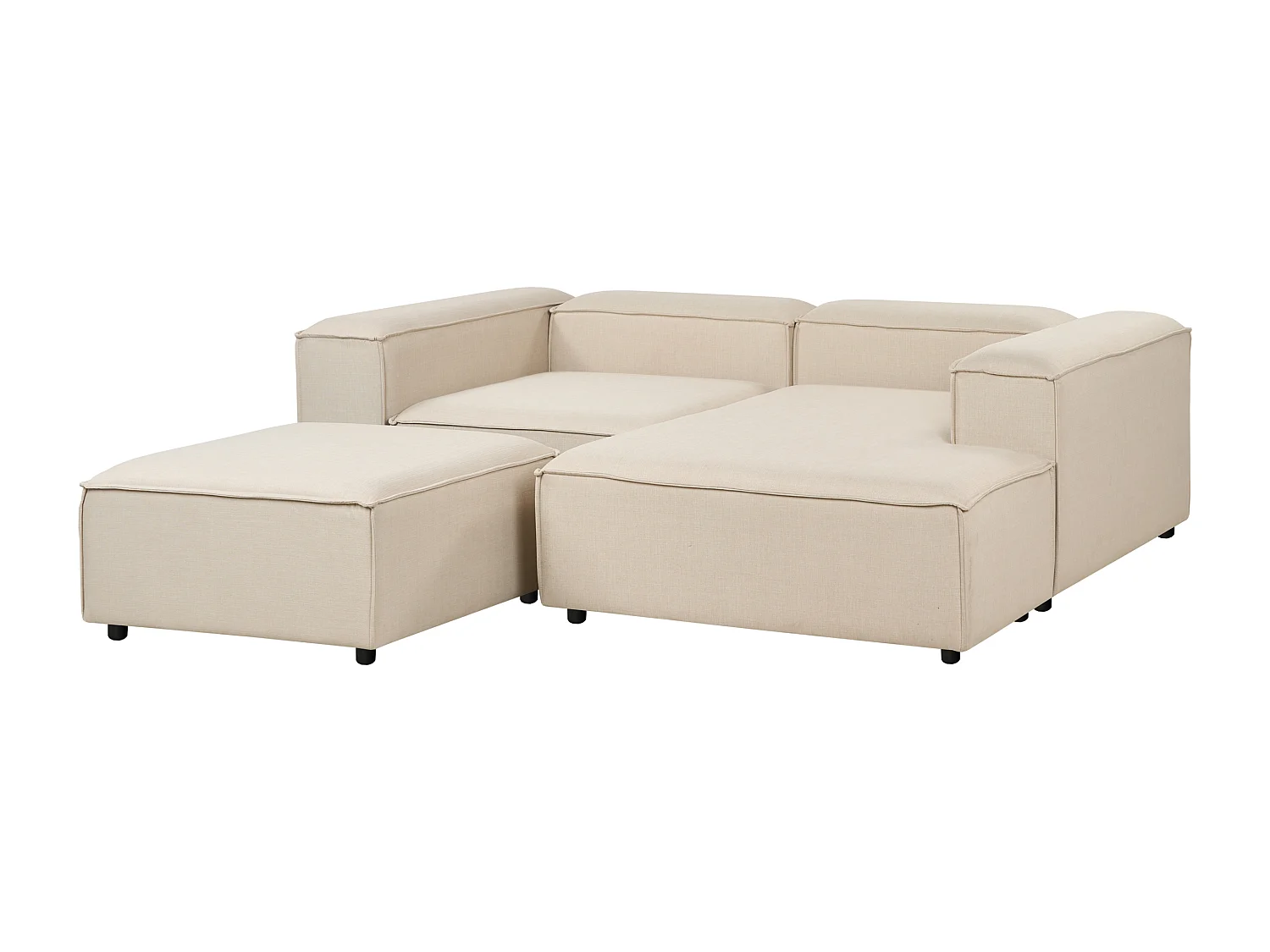 Canapé d'angle modulable ARDAL Tissu Beige 3 places Côté gauche