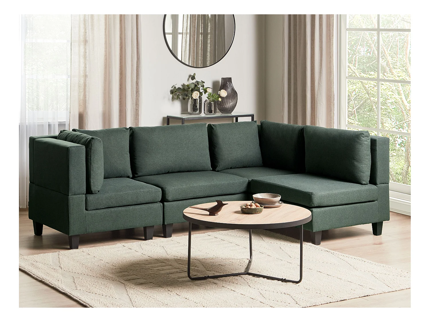 Modul Ecksofa UNSTAD Stoff Dunkelgrün 4-Sitzer linksseitig