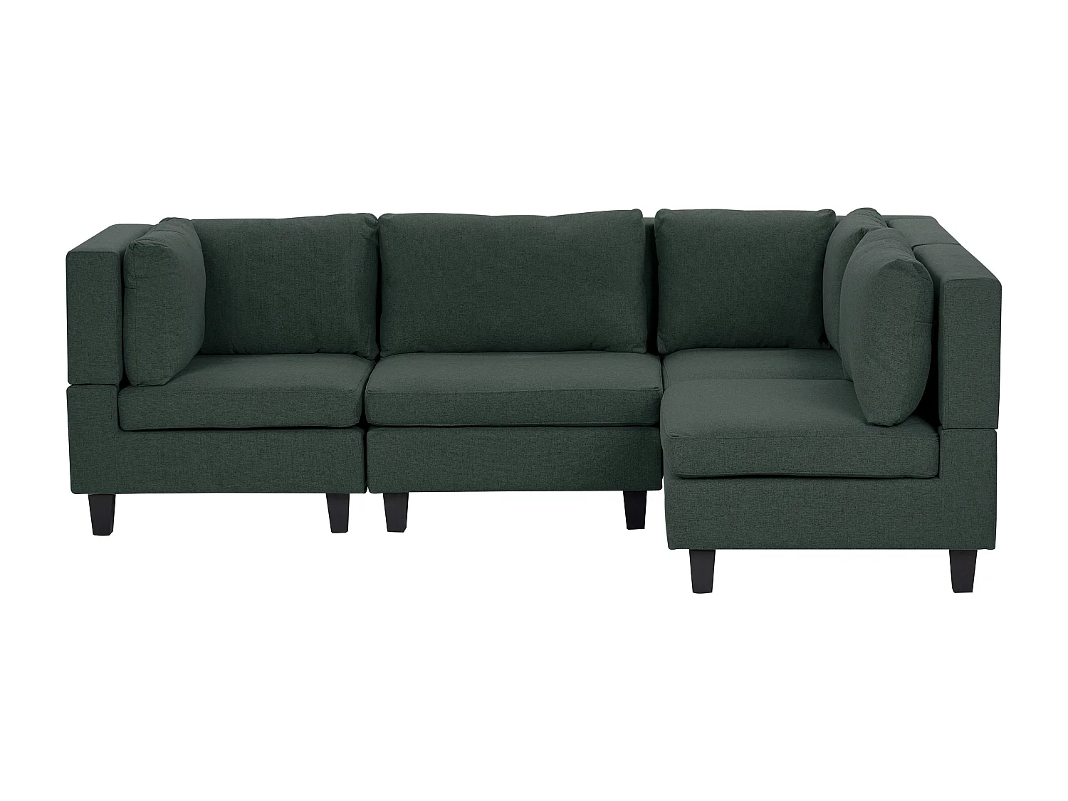 Canapé d'Angle Moderne Modulaire 4 Places Côté droite Pieds Noirs et Tissu Rembourré Vert Foncé Unstad
