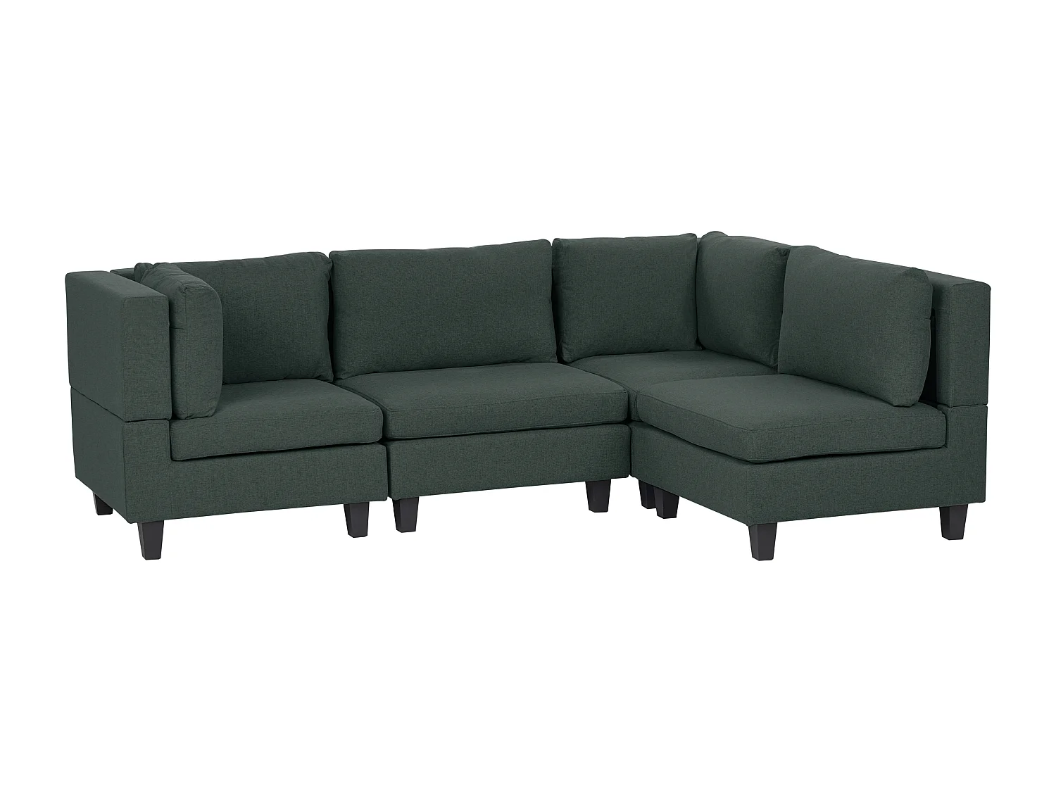 Canapé d'Angle Moderne Modulaire 4 Places Côté droite Pieds Noirs et Tissu Rembourré Vert Foncé Unstad