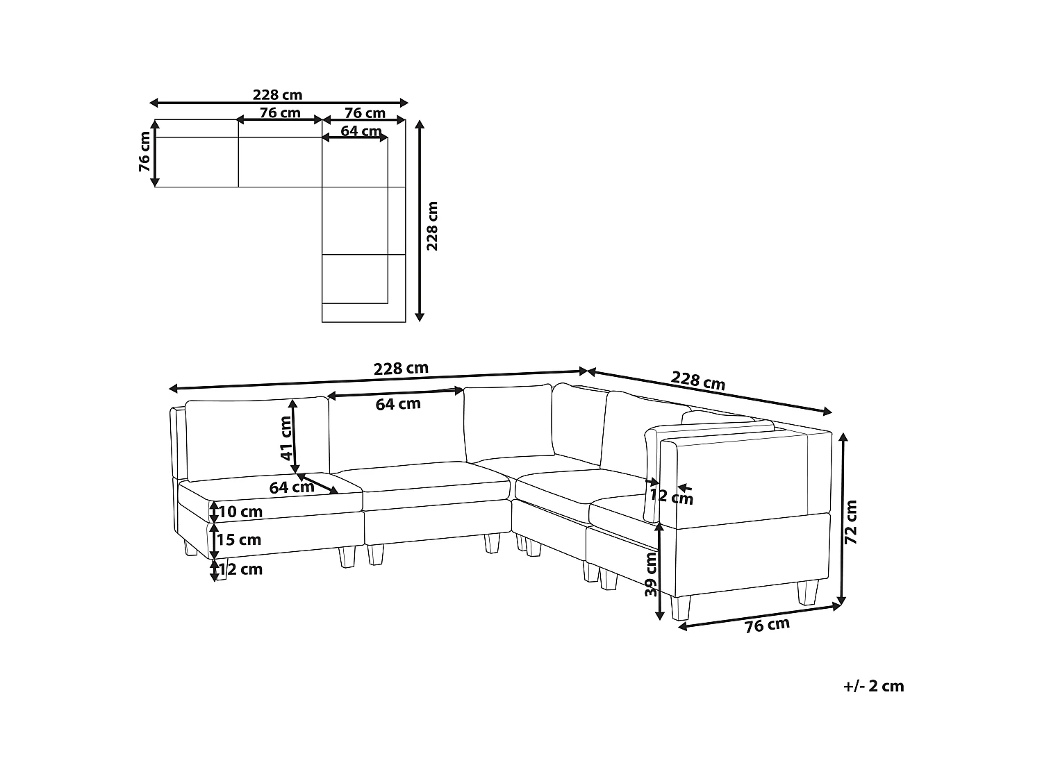 Canapé d'Angle Moderne Modulaire 5 Places Côté droite Pieds Noirs et Tissu Rembourré Vert Foncé Unstad