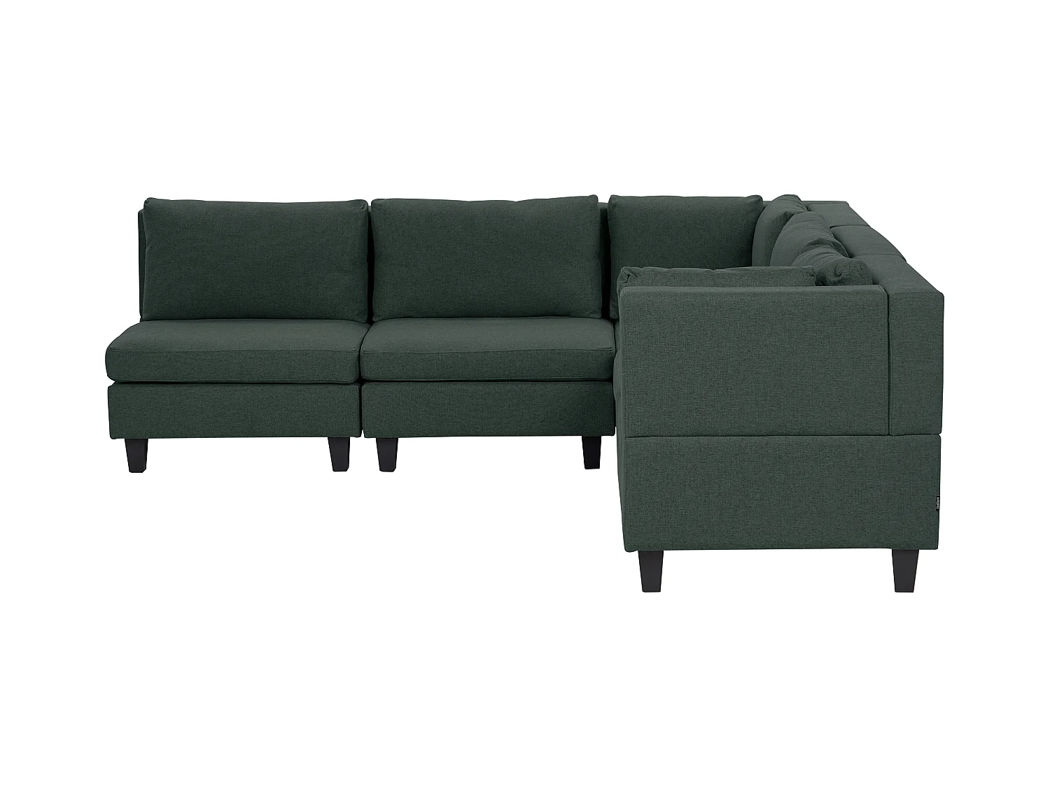 Canapé d'Angle Moderne Modulaire 5 Places Côté droite Pieds Noirs et Tissu Rembourré Vert Foncé Unstad