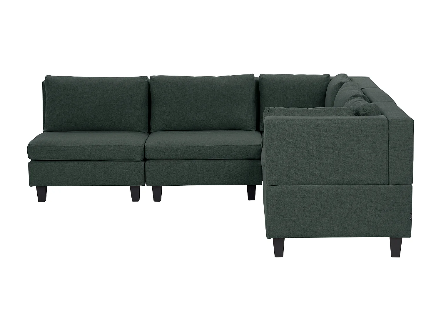 Canapé d'Angle Moderne Modulaire 5 Places Côté droite Pieds Noirs et Tissu Rembourré Vert Foncé Unstad