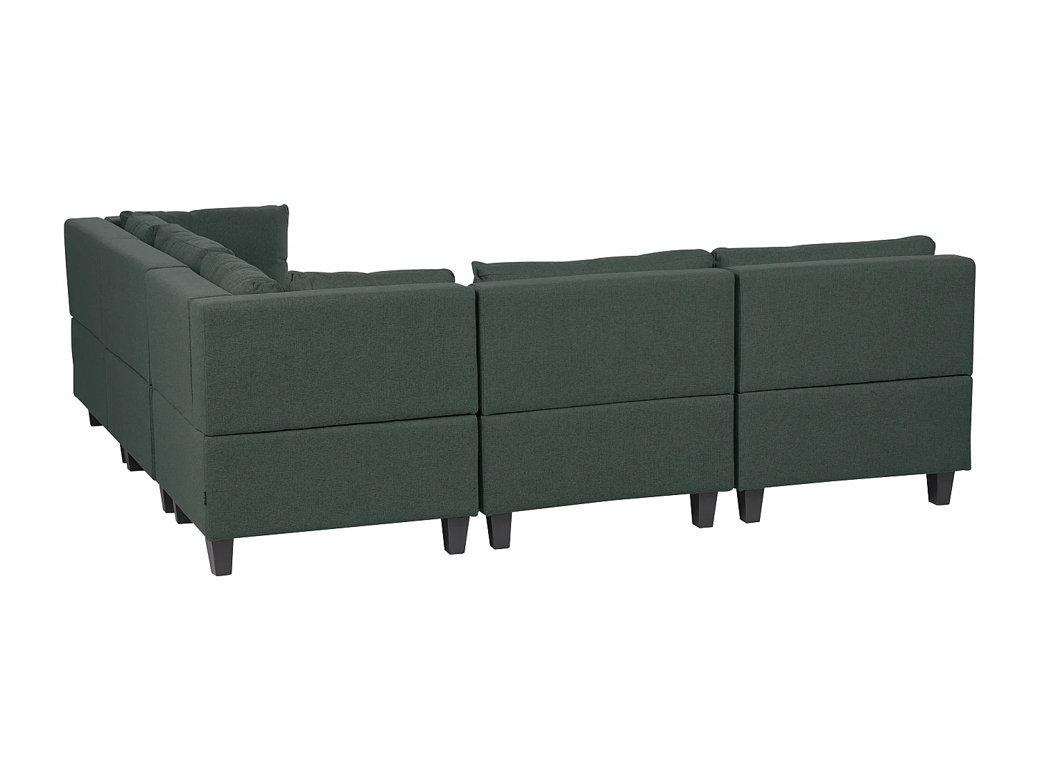 Canapé d'Angle Moderne Modulaire 5 Places Côté droite Pieds Noirs et Tissu Rembourré Vert Foncé Unstad