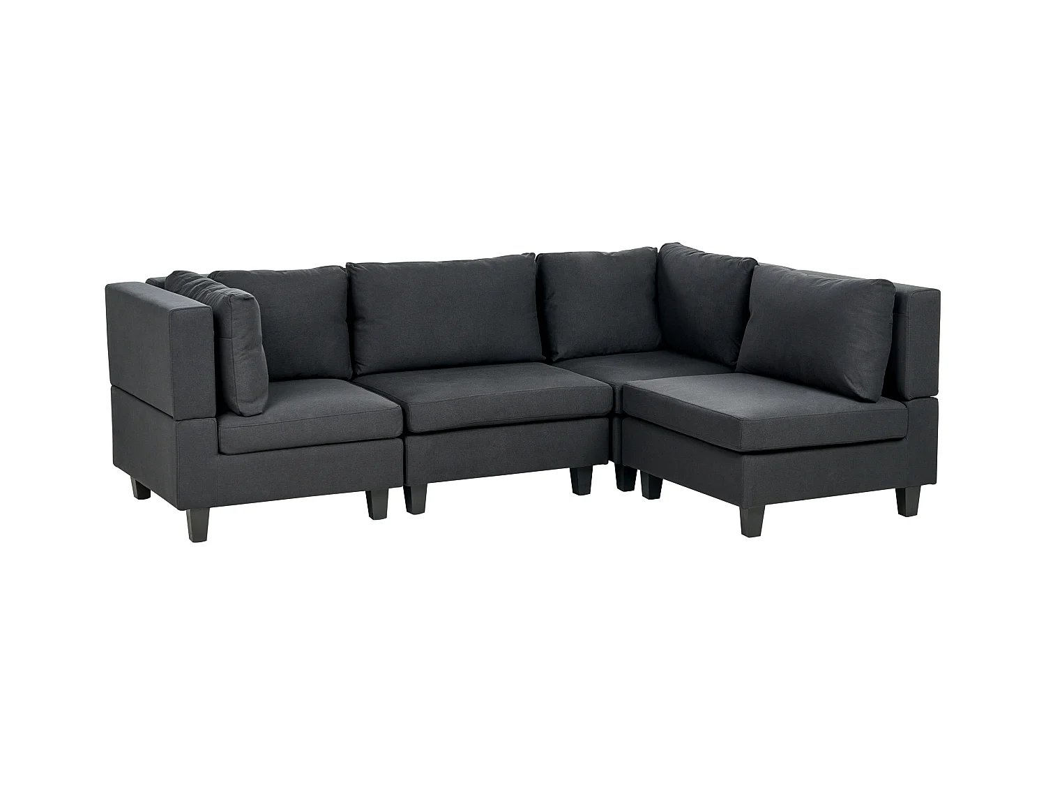 Canapé d'Angle Moderne Modulaire 4 Places Côté droite Tissu Rembourré Noir Unstad