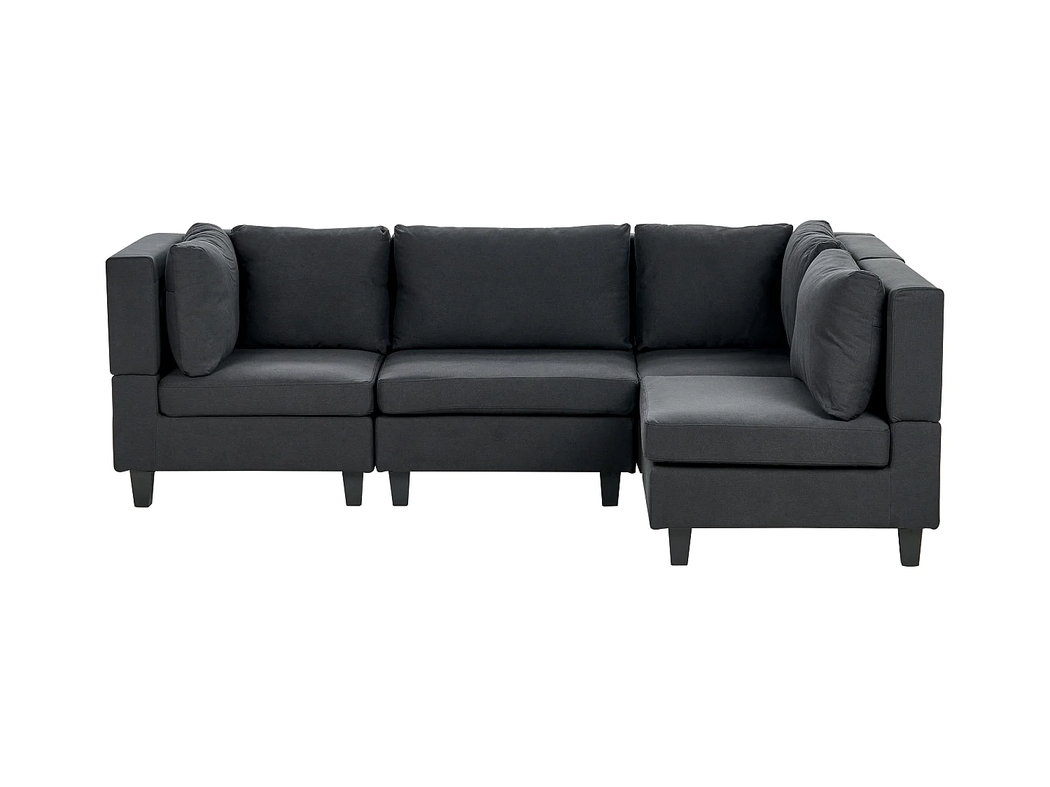 Modul Ecksofa UNSTAD Stoff Schwarz 4-Sitzer linksseitig