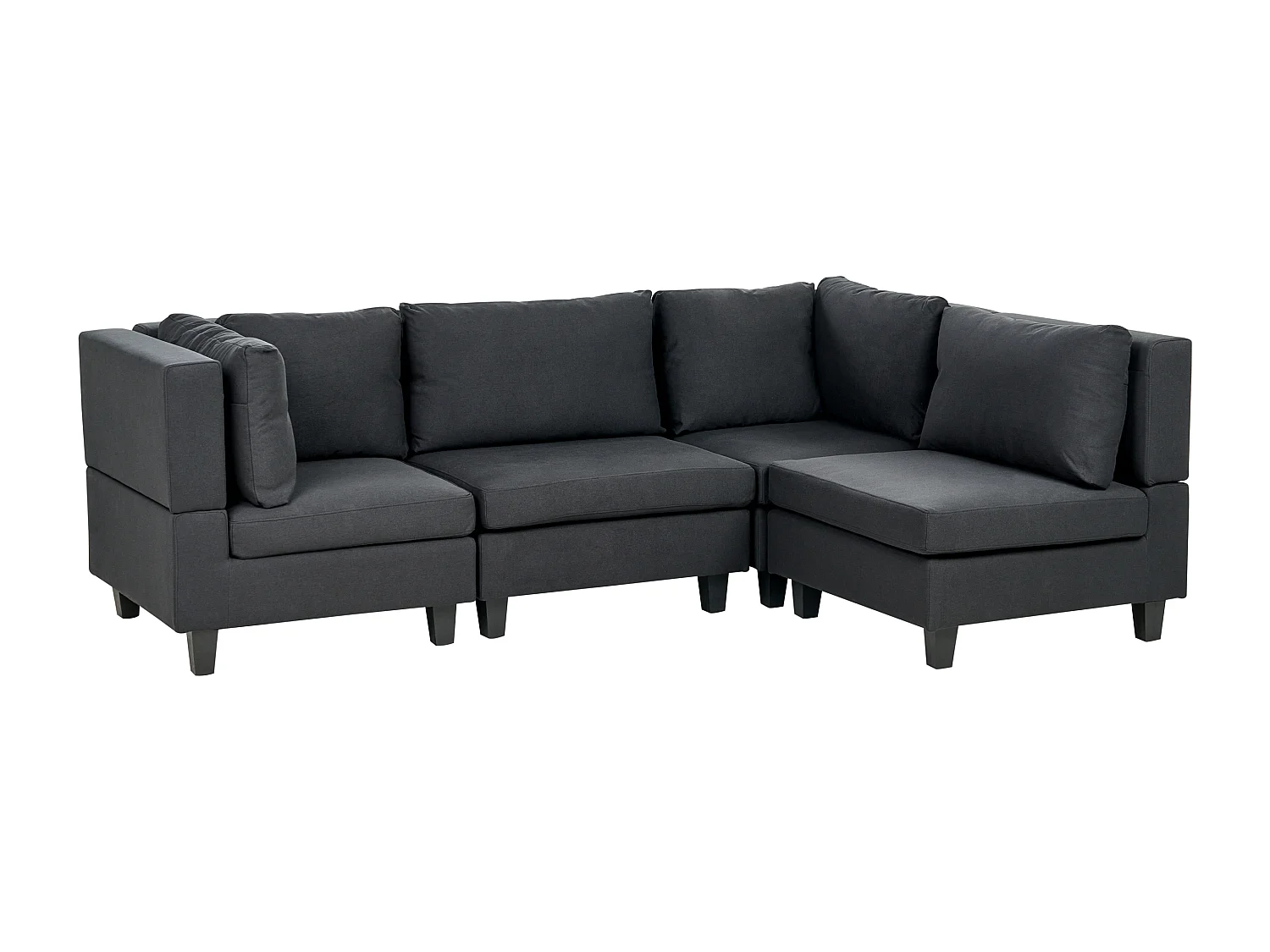 Canapé d'Angle Moderne Modulaire 4 Places Côté Gauche Tissu Rembourré Noir Unstad