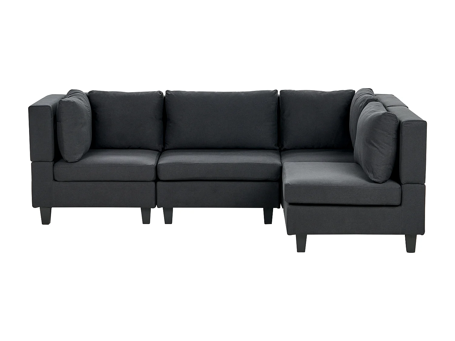 Canapé d'angle modulable UNSTAD Tissu Noir 4 places Côté gauche