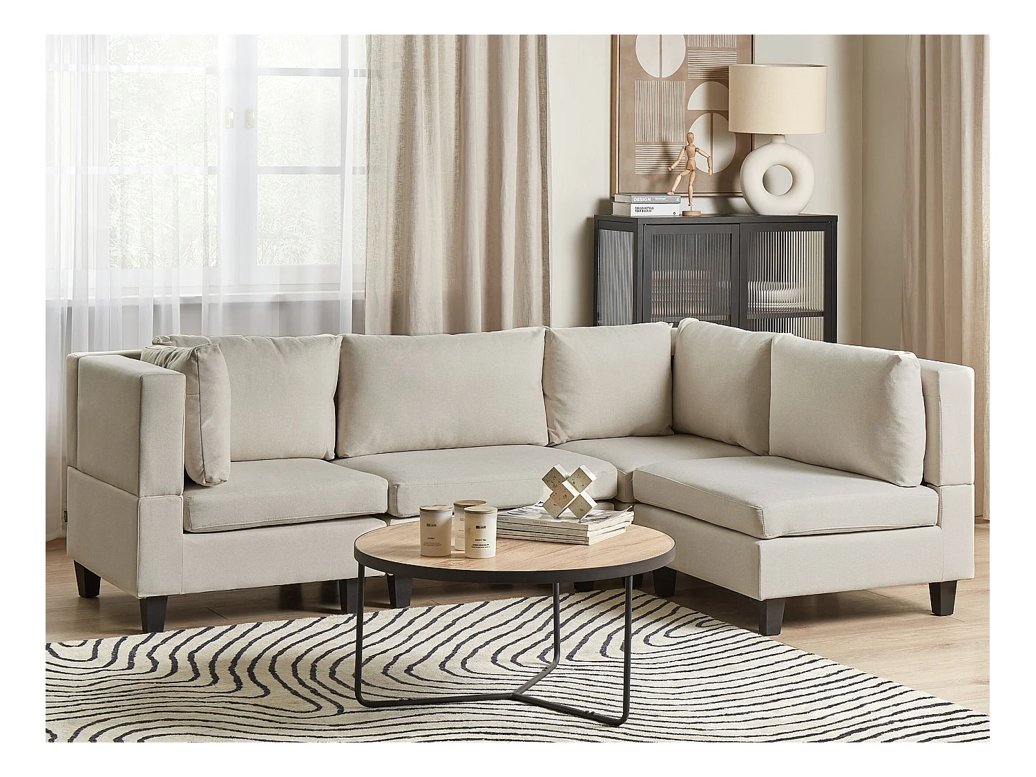 Modulaire hoekbank UNSTAD Stof Lichtbeige 4-zitter Linkerzijde