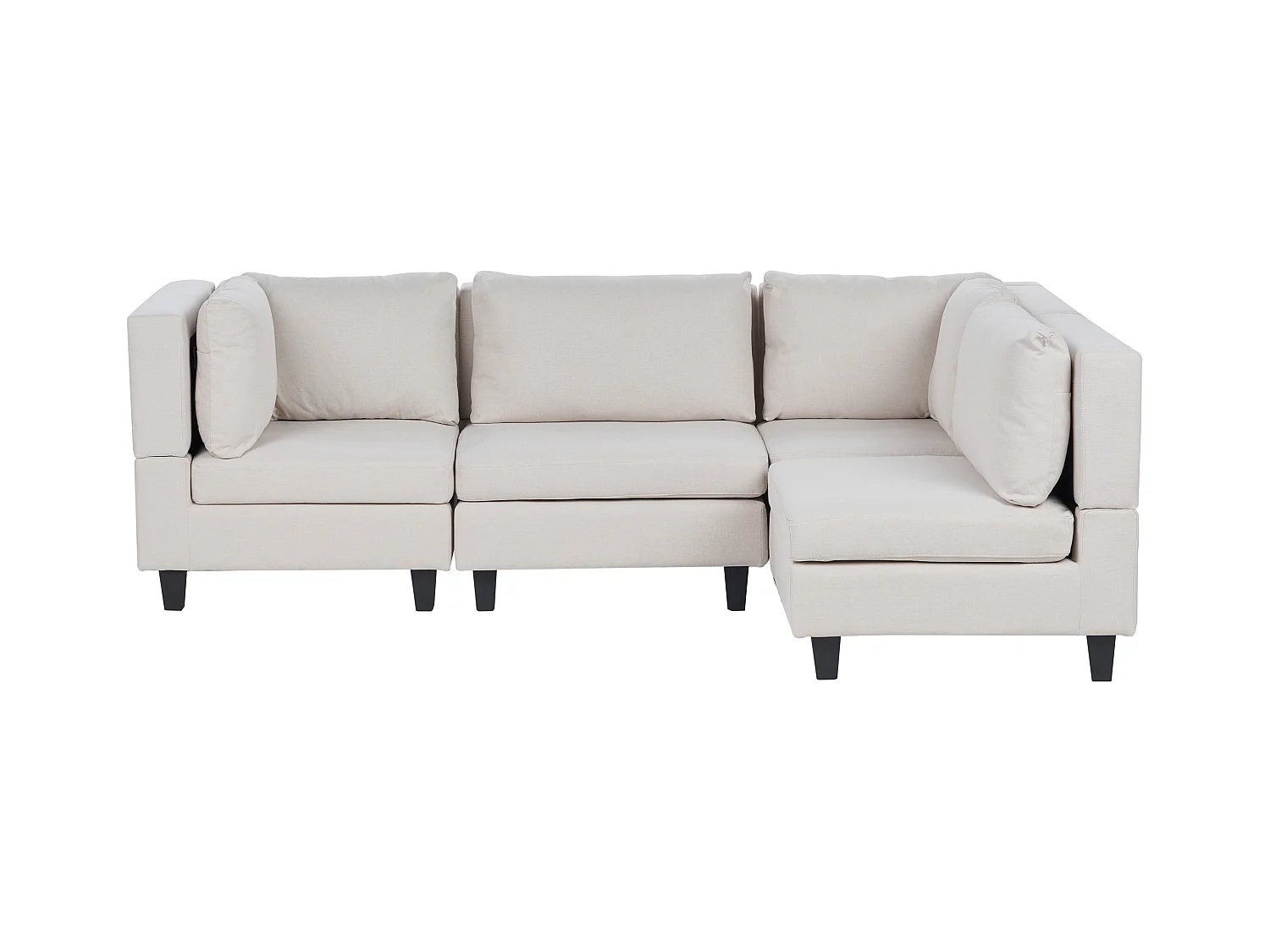 Canapé d'Angle Moderne Modulaire 4 Places Côté droite Pieds Noirs et Tissu Rembourré Beige Clair Unstad