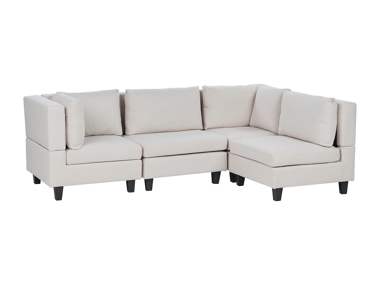 Canapé d'Angle Moderne Modulaire 4 Places Côté droite Pieds Noirs et Tissu Rembourré Beige Clair Unstad