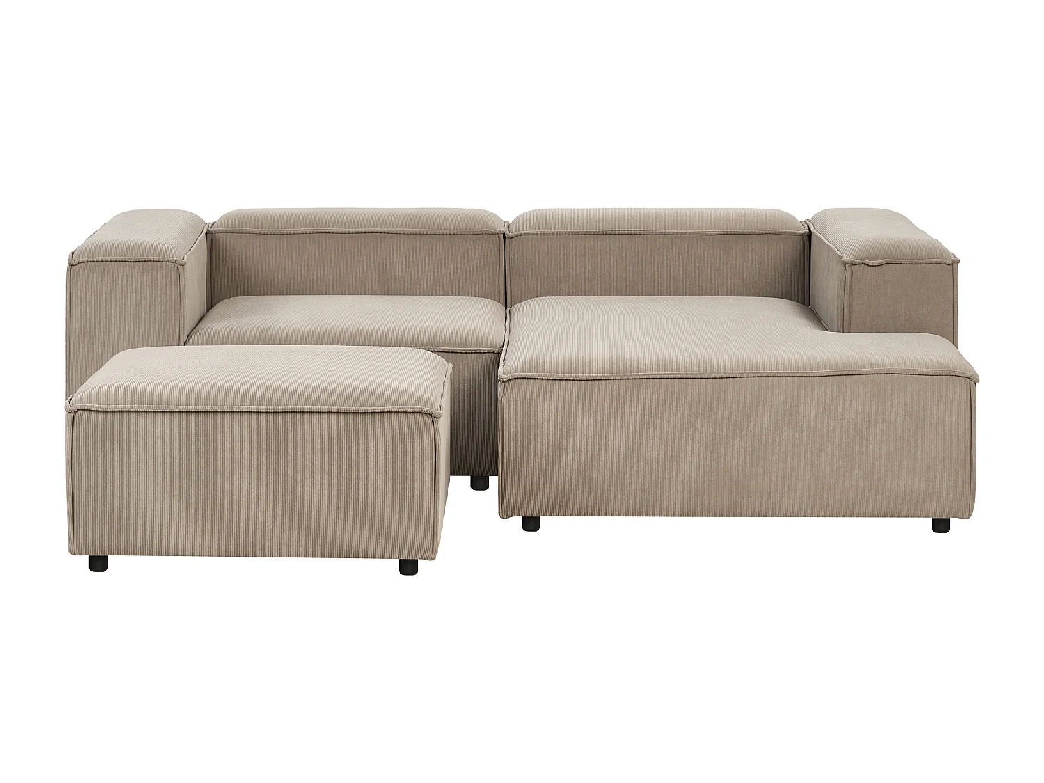 Canapé d'angle modulable 3 places ARDAL Velours côtelé Marron clair avec ottoman Côté droite