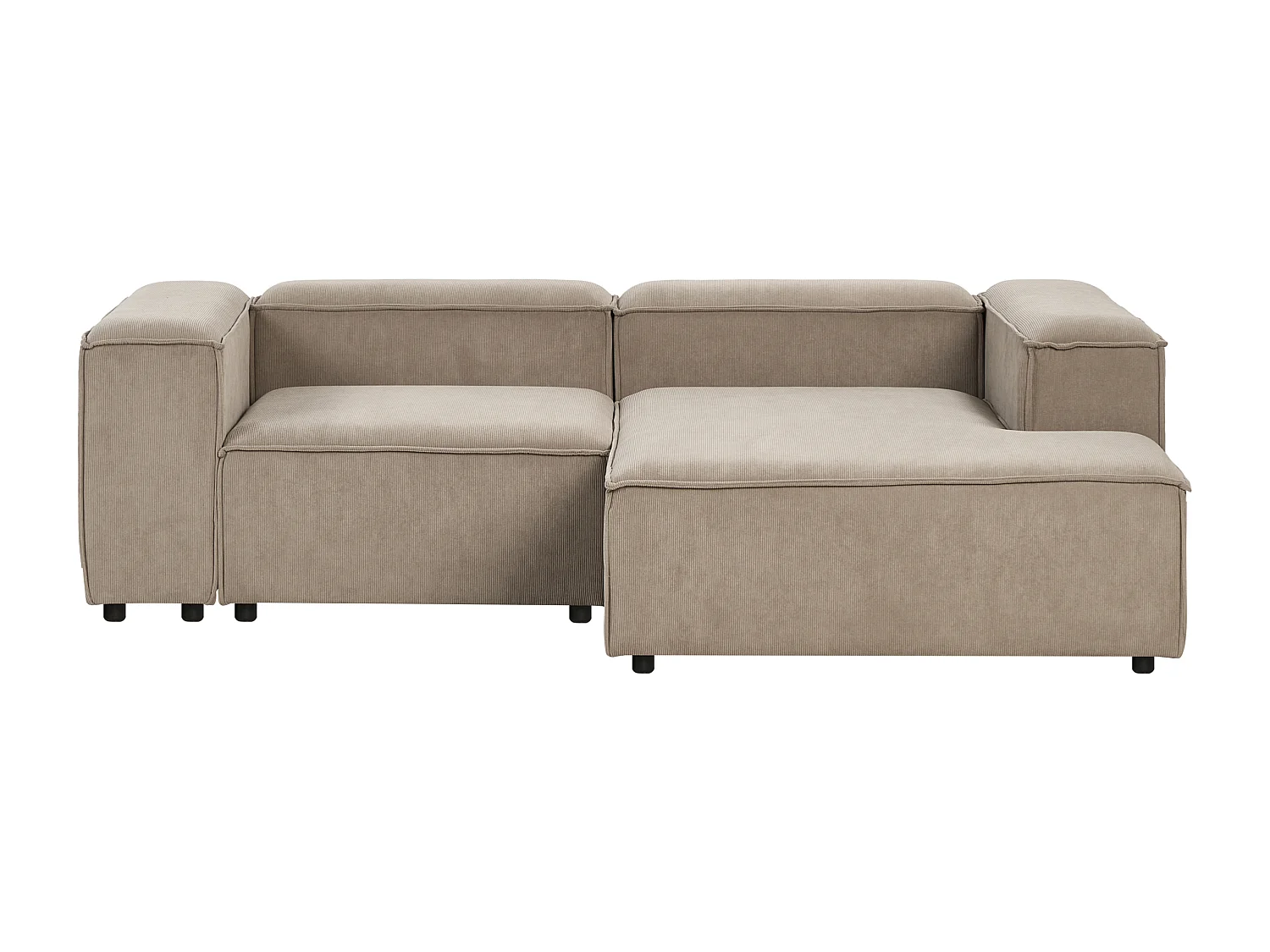 Canapé d'angle modulable 3 places ARDAL Velours côtelé Marron clair avec ottoman Côté droite