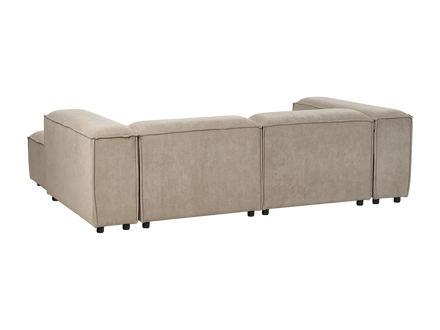 Canapé d'angle modulable 3 places ARDAL Velours côtelé Marron clair avec ottoman Côté droite